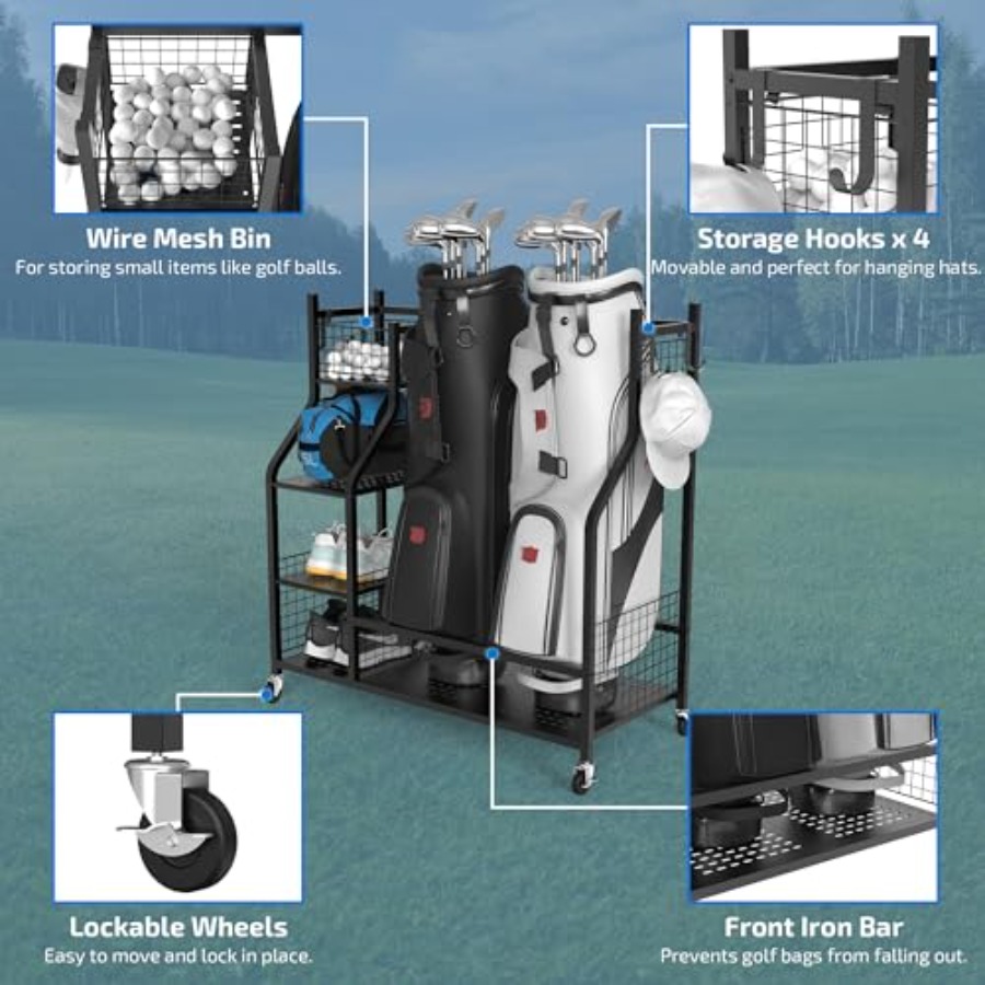 Golf Bag Storage Garage Organi - Golf Equipment Bag reseña y precio