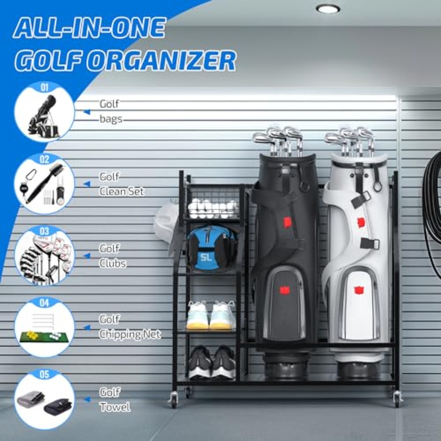 Golf Bag Storage Garage Organi - Golf Equipment Bag reseña y precio