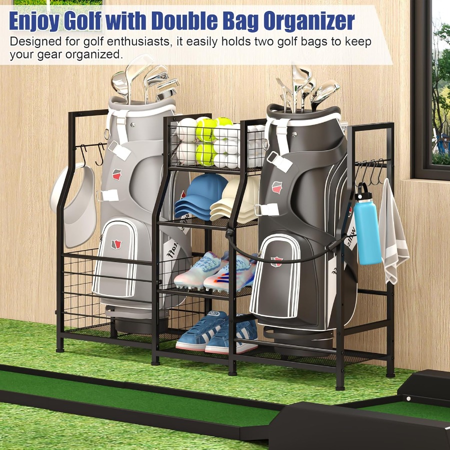 Golf Bag Stand Garage Storage  - Golf Equipment Bag reseña y precio