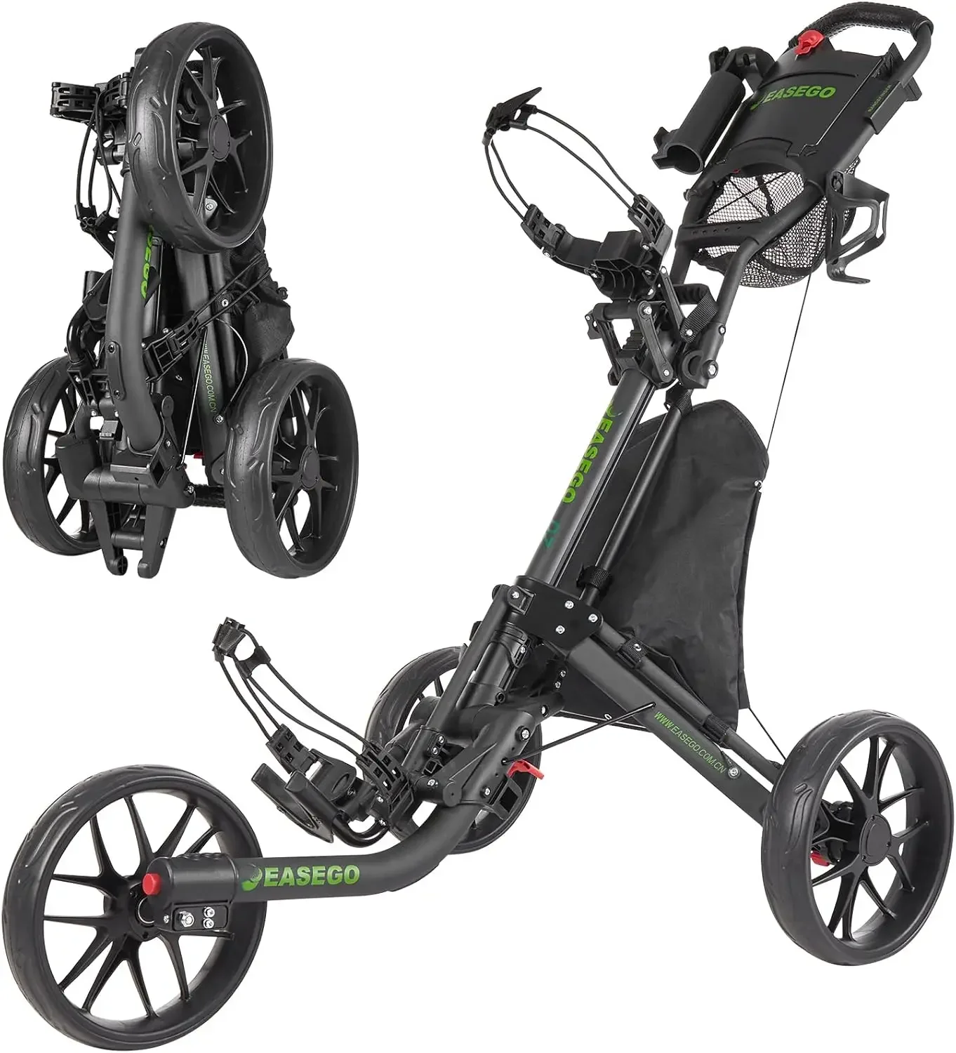 Golf Push Cart Three Wheel Fol - Pull Cart Fold reseña y precio